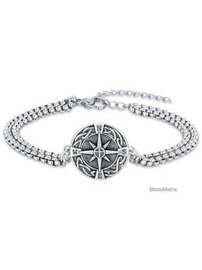 Celtic Knot Compass Bracelet 925 Sterling Silver Link Bracelet Gift